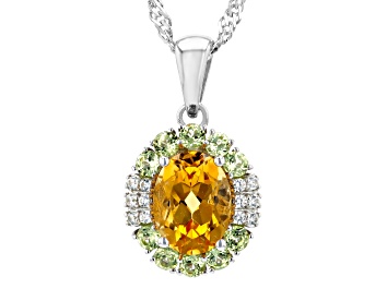 Picture of Citrine Rhodium Over Sterling Silver Pendant With Chain 1.36ctw