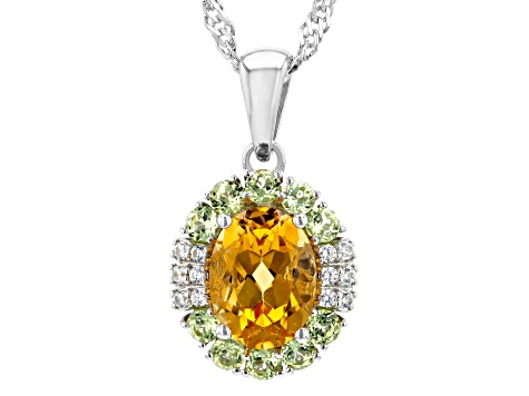 Citrine Rhodium Over Sterling Silver Pendant With Chain 1.36ctw