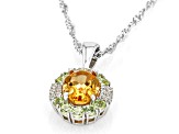 Citrine Rhodium Over Sterling Silver Pendant With Chain 1.36ctw