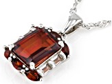 Red Labradorite Rhodium Over Silver Pendant With Chain 3.37ctw