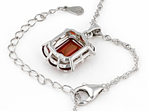 Red Labradorite Rhodium Over Silver Pendant With Chain 3.37ctw
