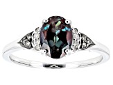 Blue Lab Created Alexandrite Rhodium Over Silver Ring 1.29ctw