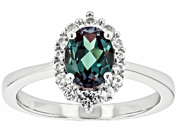 Picture of Blue Lab Alexandrite Rhodium Over Sterling Silver Ring 1.38ctw