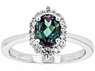 Blue Lab Alexandrite Rhodium Over Sterling Silver Ring 1.38ctw