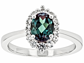 Blue Lab Alexandrite Rhodium Over Sterling Silver Ring 1.38ctw