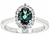 Blue Lab Alexandrite Rhodium Over Sterling Silver Ring 1.38ctw
