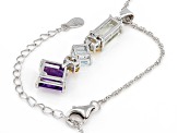 Multicolor Multi-Gem Sterling Silver Dangle Pendant With Chain 4.68ctw