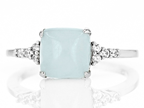 Blue Dreamy Aquamarine Rhodium Over Sterling Silver Ring 0.14ctw