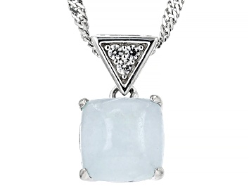 Picture of Blue Dreamy Aquamarine Rhodium Over Sterling Silver Pendant With Chain 0.05ctw