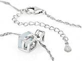Blue Dreamy Aquamarine Rhodium Over Sterling Silver Pendant With Chain 0.05ctw