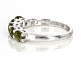 Green Moldavite Rhodium Over Sterling Silver Band Ring 0.89ctw