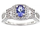 Blue Tanzanite Rhodium Over Sterling Silver Ring 1.83ctw