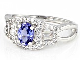 Blue Tanzanite Rhodium Over Sterling Silver Ring 1.83ctw