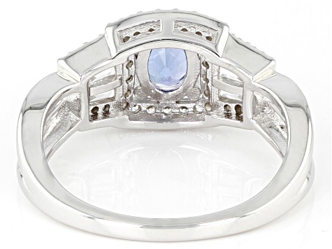 Blue Tanzanite Rhodium Over Sterling Silver Ring 1.83ctw