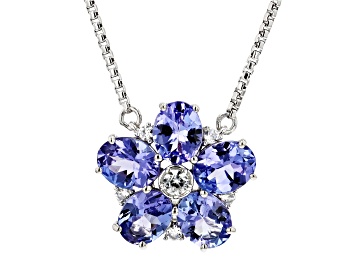 Picture of Blue Tanzanite Rhodium Over Sterling Silver Necklace 1.40ctw