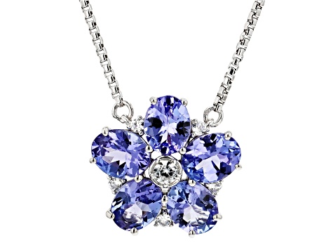 Blue Tanzanite Rhodium Over Sterling Silver Necklace 1.40ctw