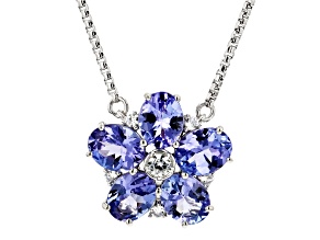 Blue Tanzanite Rhodium Over Sterling Silver Necklace 1.40ctw
