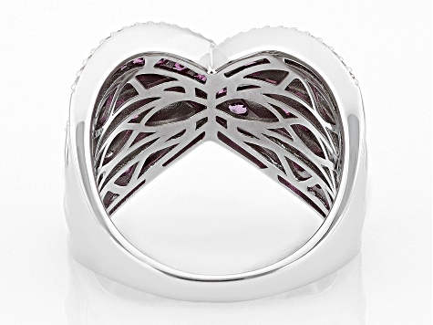 Raspberry Rhodolite Rhodium Over Silver Ring 2.14ctw