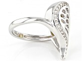 White Mother-Of-Pearl Rhodium Over Sterling Silver Heart Ring