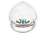 White Mother-Of-Pearl Rhodium Over Silver Ring