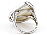 White Mother-Of-Pearl Rhodium Over Silver Ring