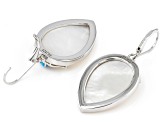 White Mother-Of-Pearl Rhodium Over Sterling Silver Dangle Earrings