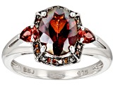 Red Labradorite Rhodium Over Sterling Silver Ring 1.75ctw.