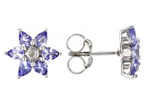 Tanzanite Rhodium Over Sterling Silver Star Stud Earrings 1.71ctw