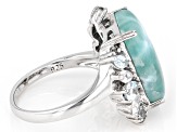 Blue Larimar Rhodium Over Sterling Silver Ring 1.13ctw