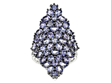 Picture of Blue Tanzanite Rhodium Over Sterling Silver Ring 6.20ctw