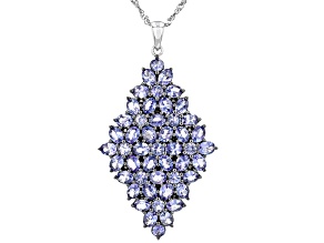 Blue Tanzanite Rhodium Over Sterling Silver Pendant With Chain 6.20ctw