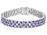 Blue Tanzanite Rhodium Over Sterling Silver Tennis Bracelet 20.79ctw