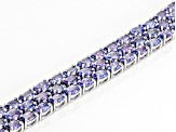 Blue Tanzanite Rhodium Over Sterling Silver Tennis Bracelet 20.79ctw