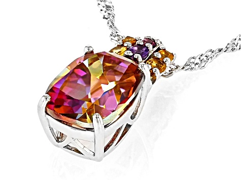 Northern Lights™ Quartz Rhodium Over Sterling Silver Pendant with Chain