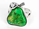 Green Composite Turquoise Sterling Silver Pear Ring 0.03ctw