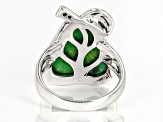 Green Composite Turquoise Sterling Silver Pear Ring 0.03ctw