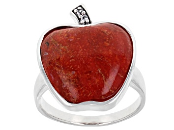 Picture of Sponge Coral Sterling Silver Apple Ring 0.03ctw
