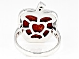 Sponge Coral Sterling Silver Apple Ring 0.03ctw