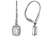 Aquamarine Rhodium Over Sterling Silver Earrings 1.61ctw