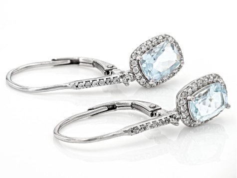 Aquamarine Rhodium Over Sterling Silver Earrings 1.61ctw