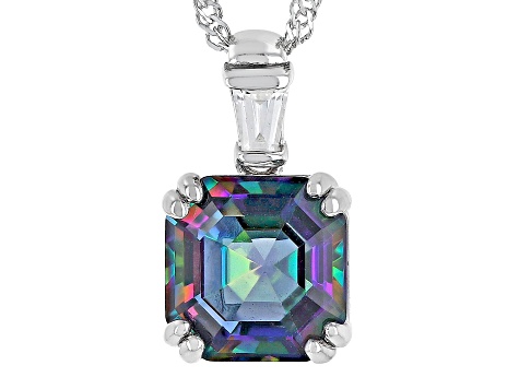 Multi-Color Quartz Rhodium Over Silver Pendant with Chain 4.11ctw