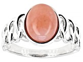 Pink Opal Rhodium Over Sterling Silver Solitaire Ring