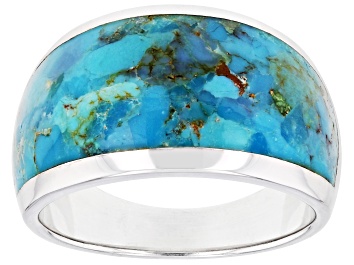 Picture of Blue Composite Turquoise Rhodium Over Sterling Silver Band Ring