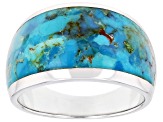 Blue Composite Turquoise Rhodium Over Sterling Silver Band Ring