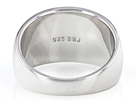Blue Composite Turquoise Rhodium Over Sterling Silver Band Ring