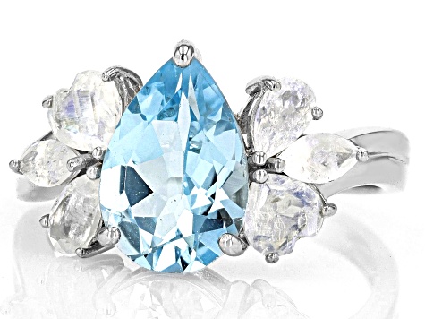 Sky Blue Topaz Rhodium Over Sterling Silver Ring 3.00ct
