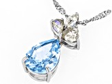 Sky Blue Topaz Rhodium Over Sterling Silver Pendant With Chain 3.18ct