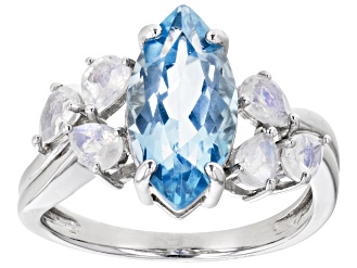 Sky Blue Topaz Rhodium Over Sterling Silver Ring 2.50ct