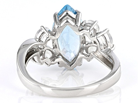 Sky Blue Topaz Rhodium Over Sterling Silver Ring 2.50ct