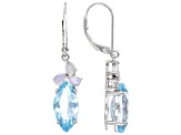 Sky Blue Topaz Rhodium Over Sterling Silver Dangle Earrings 5.28ct